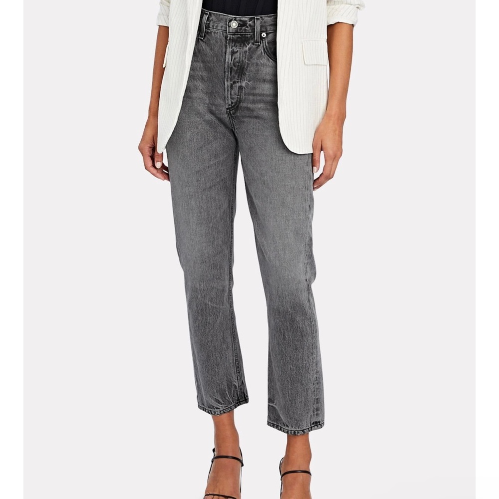 Agolde Riley High Rise Straight Crop Jeans in Gray